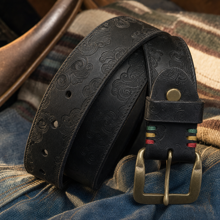 Alpine Full-Grain Leather Belt in Black