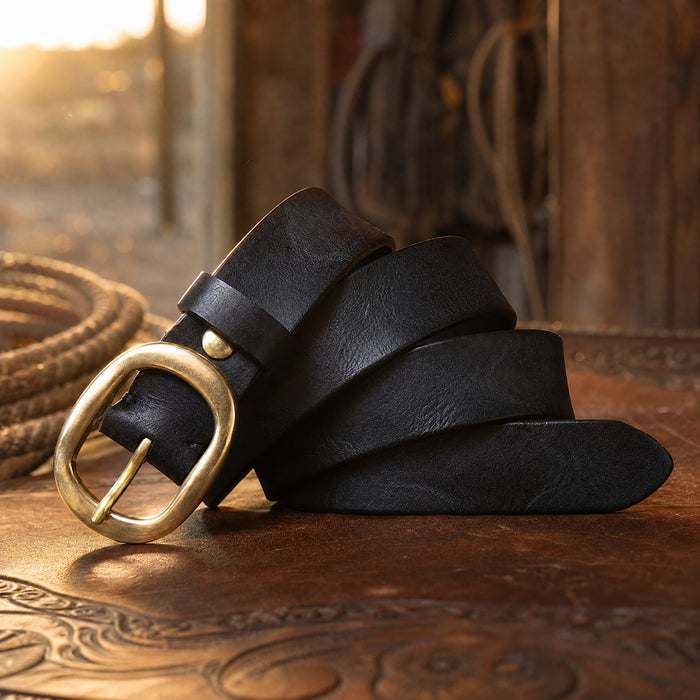 Anson Slim Full-Grain Leather Belt in Black