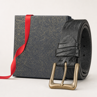 Marathon Full-Grain Leather Belt in Antique Brass Black