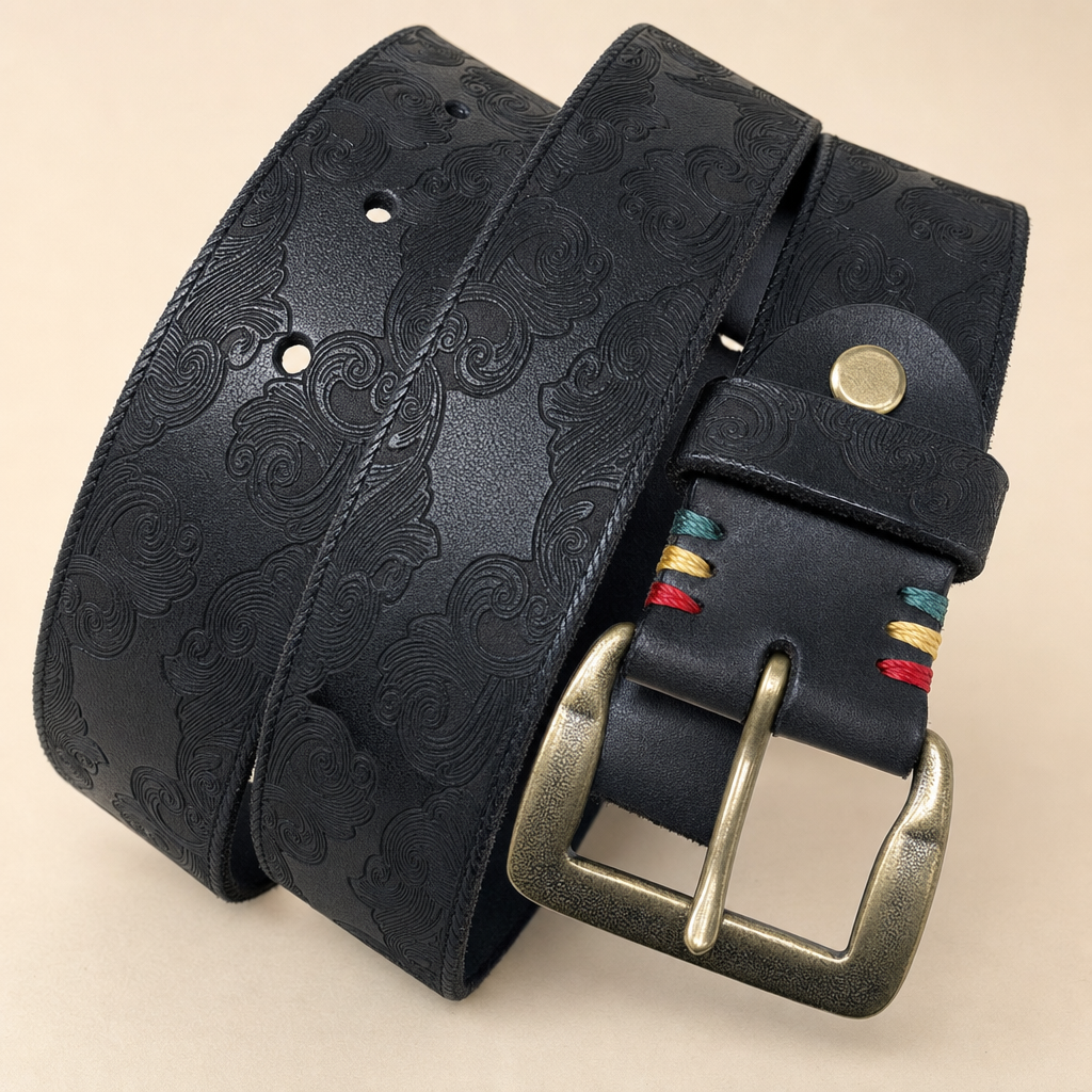 Langtry Full-Grain Leather Belt in Black