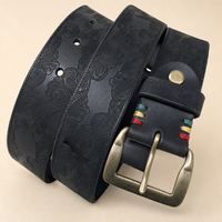 Langtry Full-Grain Leather Belt in Black