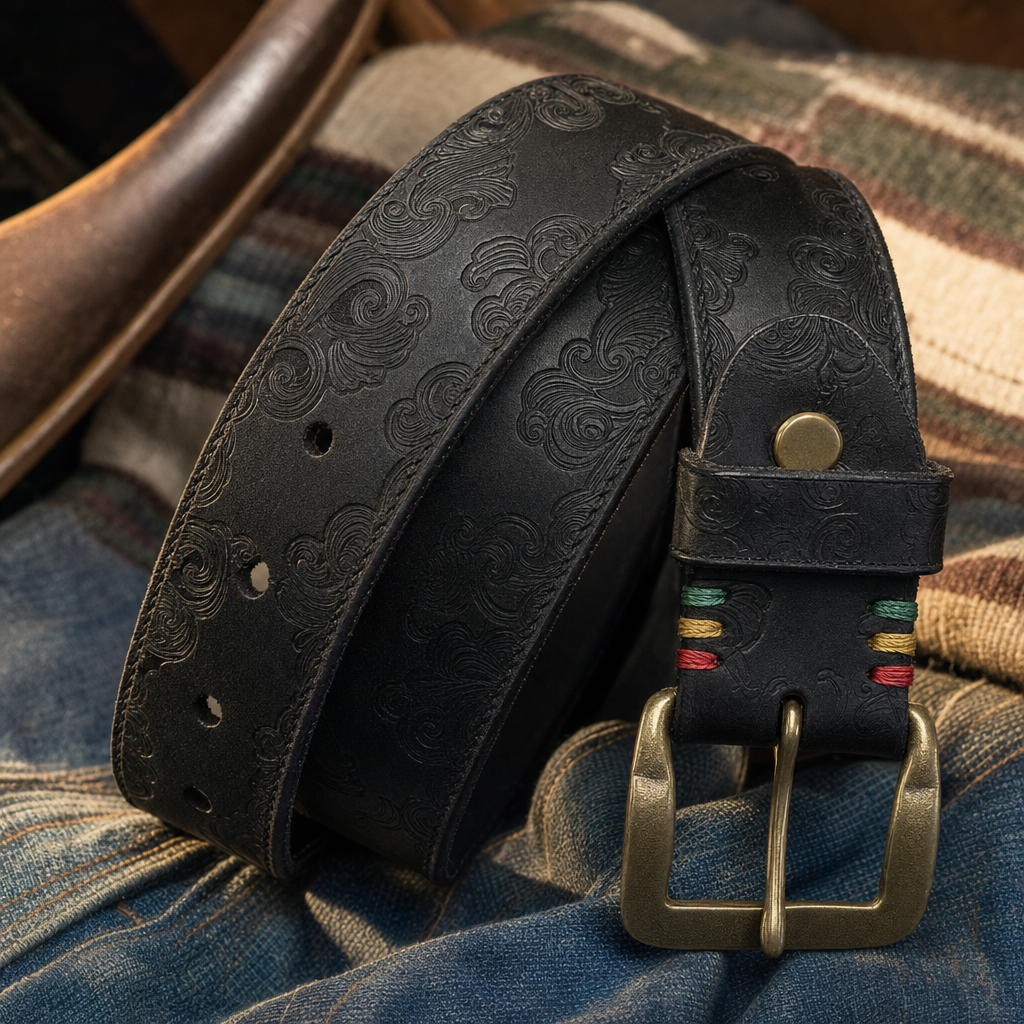 Alpine Full-Grain Leather Belt in Black