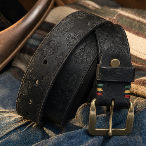 Alpine Full-Grain Leather Belt in Black