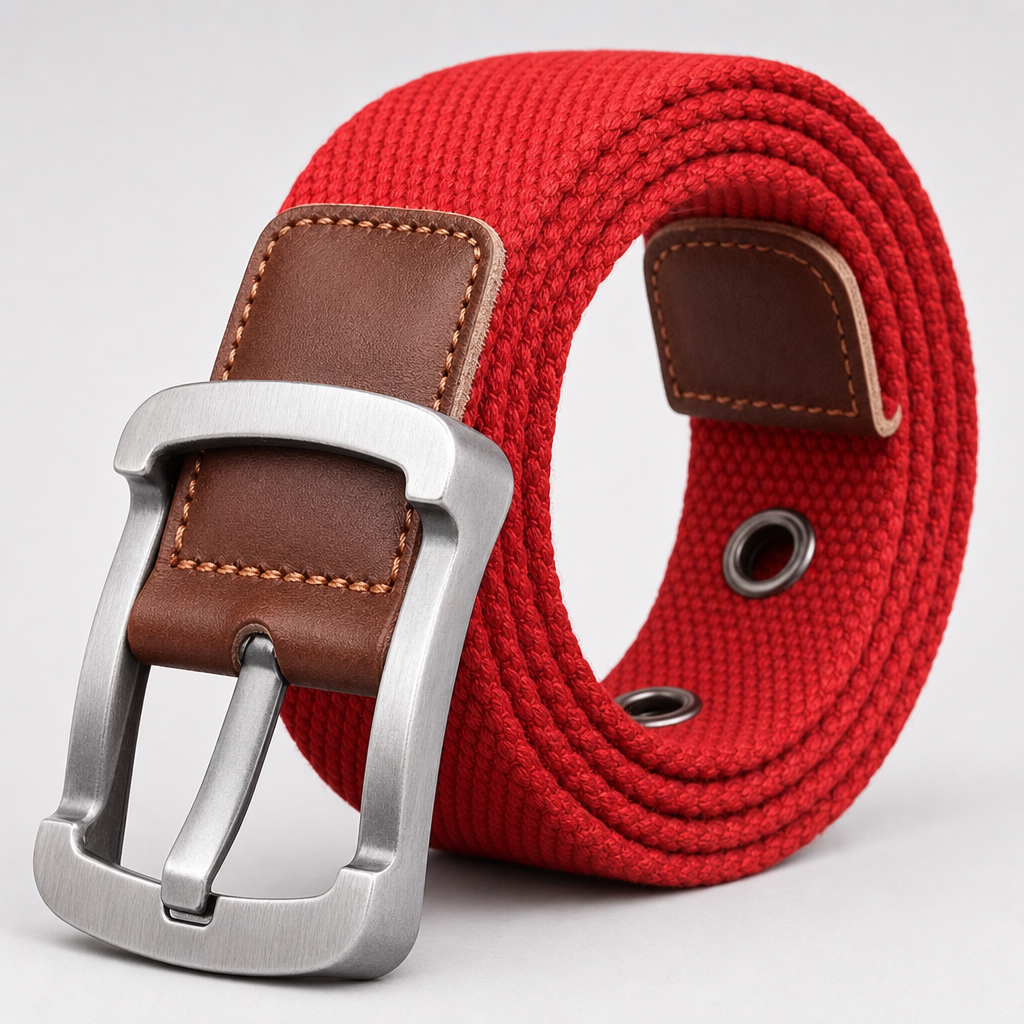 Dilley Canvas Belt in Cherry Red