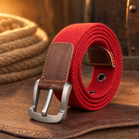 Gruene Canvas Belt in Cherry Red