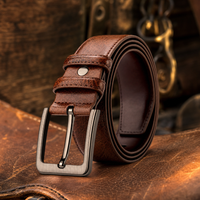 Leakey Full-Grain Leather Belt in Cognac Brown
