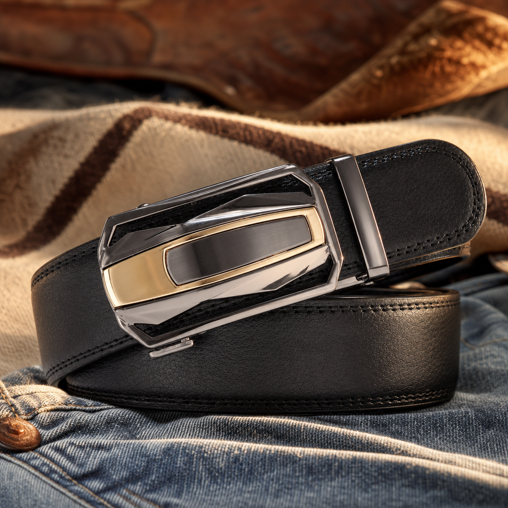 Ranger Comfort Full-Grain Leather Belt in Midnight Gold