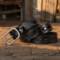 Hico Full-Grain Leather Belt in Jet Black