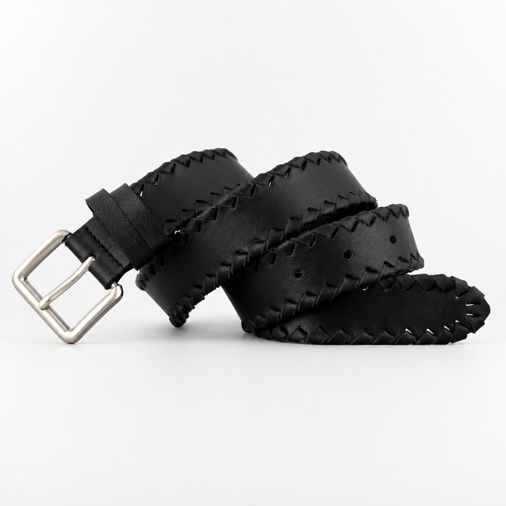 Lajitas Full-Grain Leather Belt in Onyx Black