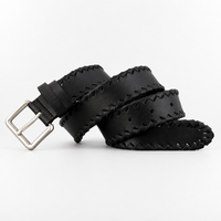 Lajitas Full-Grain Leather Belt in Onyx Black