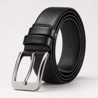 Ozona Litchi-Grain Full-Grain Leather Belt in Ebony