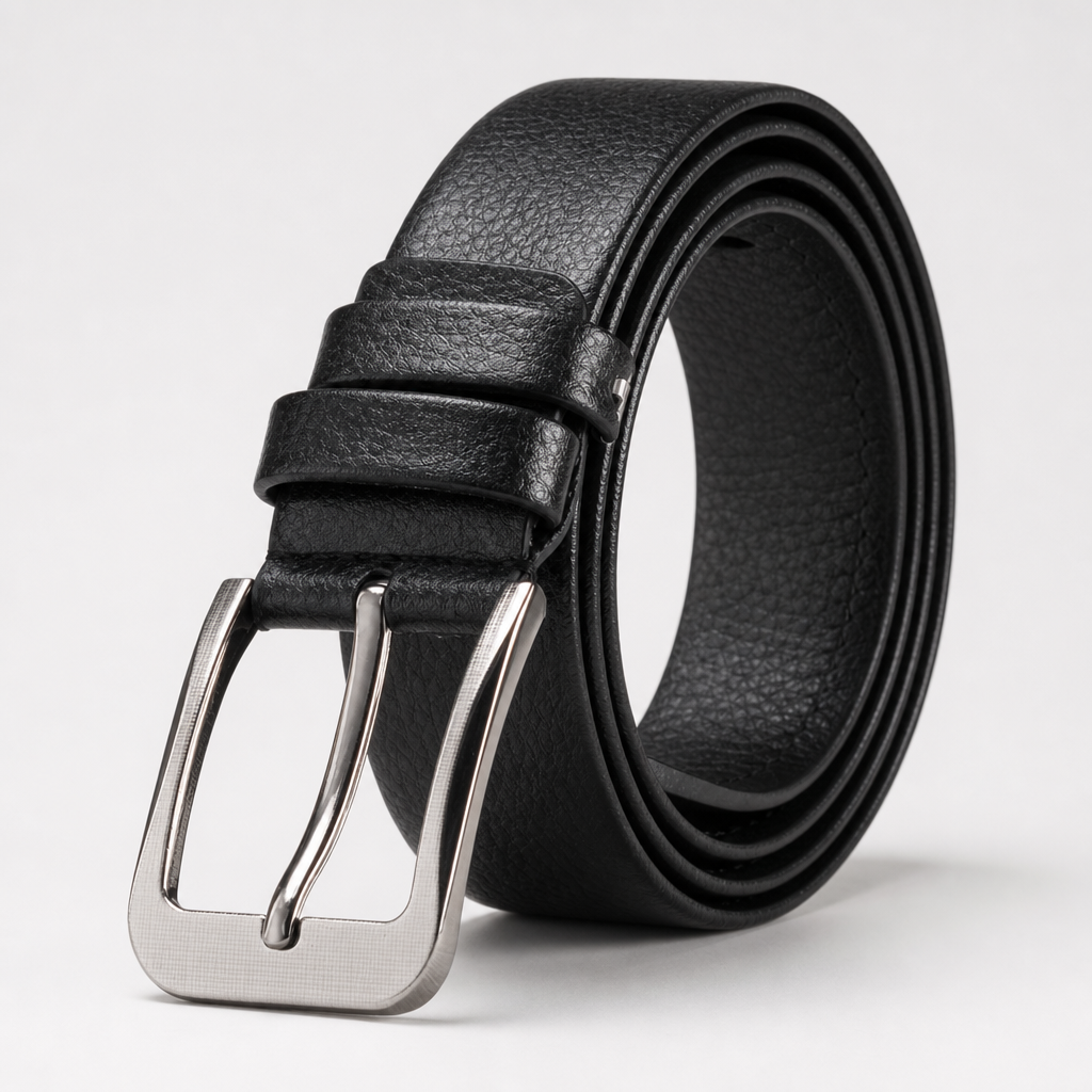Ozona Litchi-Grain Full-Grain Leather Belt in Ebony