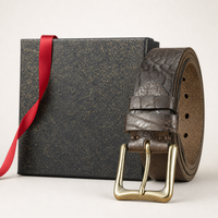 Marathon Full-Grain Leather Belt in Antique Brass Coffee