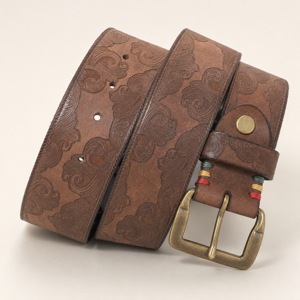 Langtry Full-Grain Leather Belt in Chestnut
