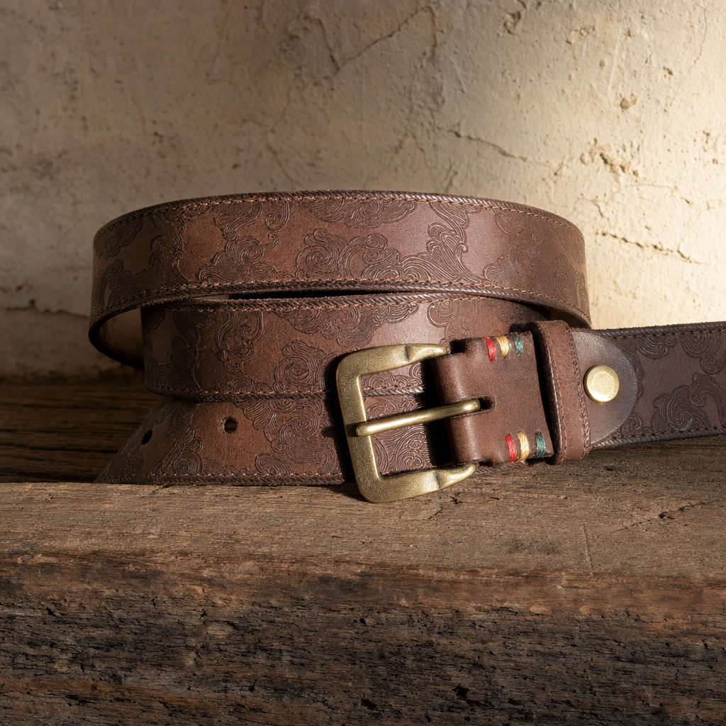 Alpine Full-Grain Leather Belt in Chestnut