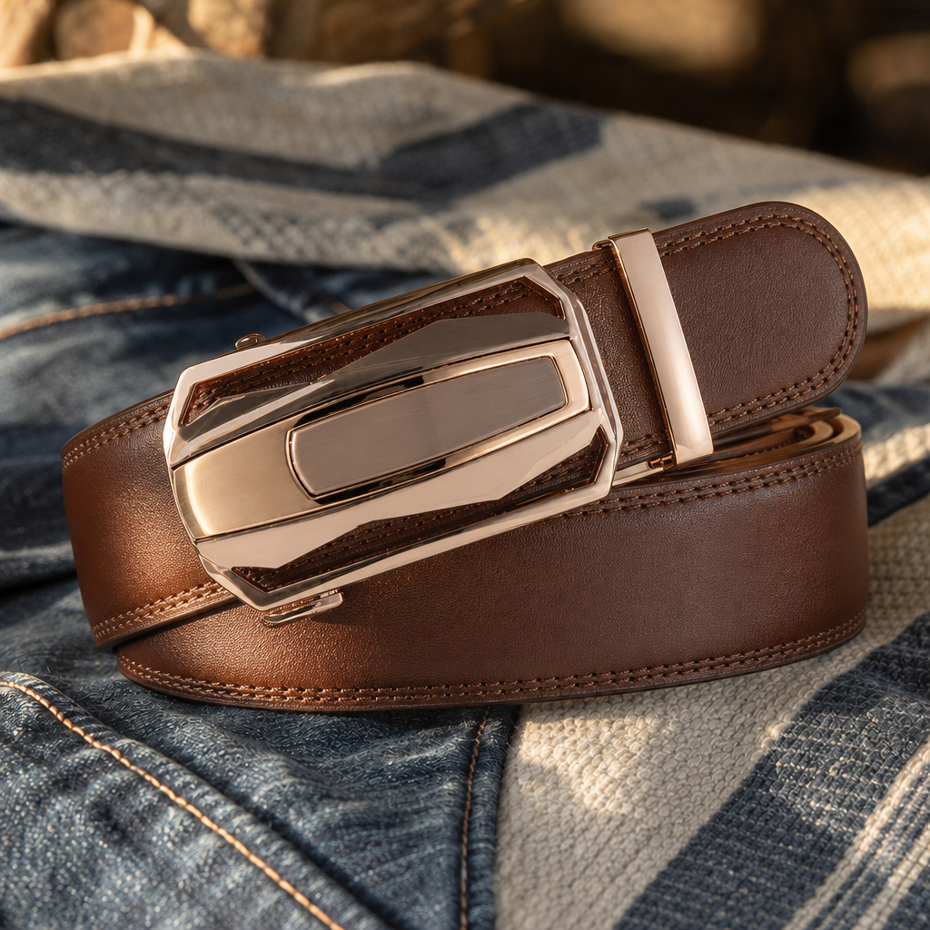 Ranger Comfort Full-Grain Leather Belt in Chestnut Rose