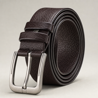 Ozona Litchi-Grain Full-Grain Leather Belt in Chestnut