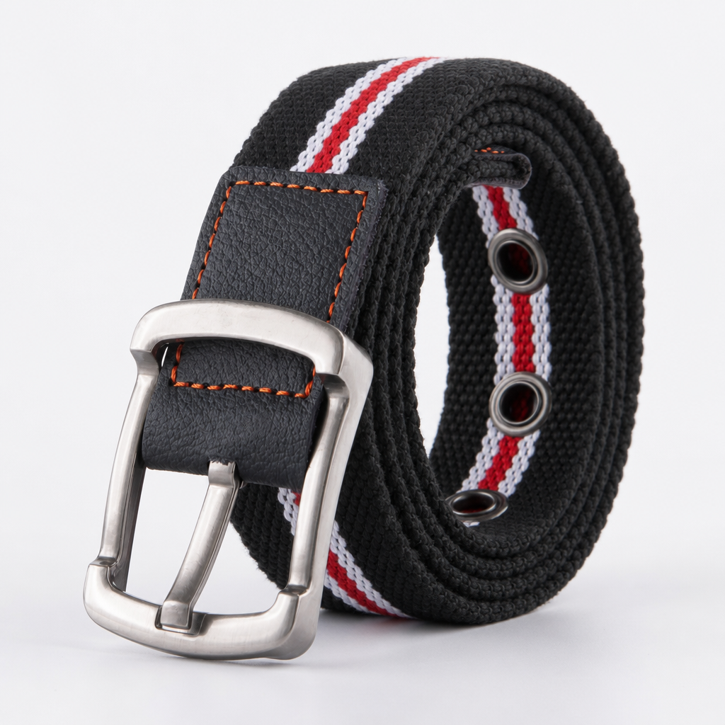 Dilley Canvas Belt in Black Racing Stripe