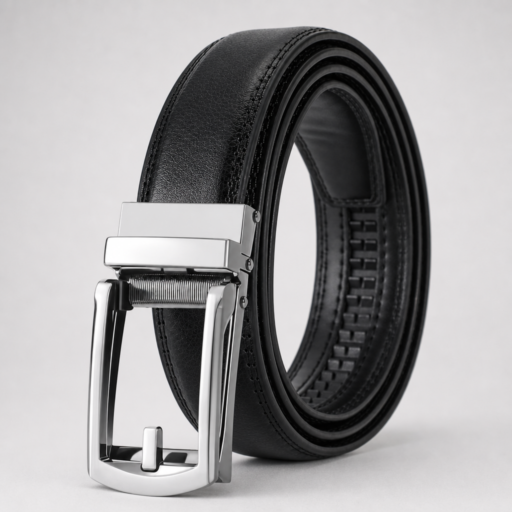 Carthage Full-Grain Leather Belt in Onyx Silver