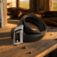 Alpine Full-Grain Leather Belt in Onyx Silver