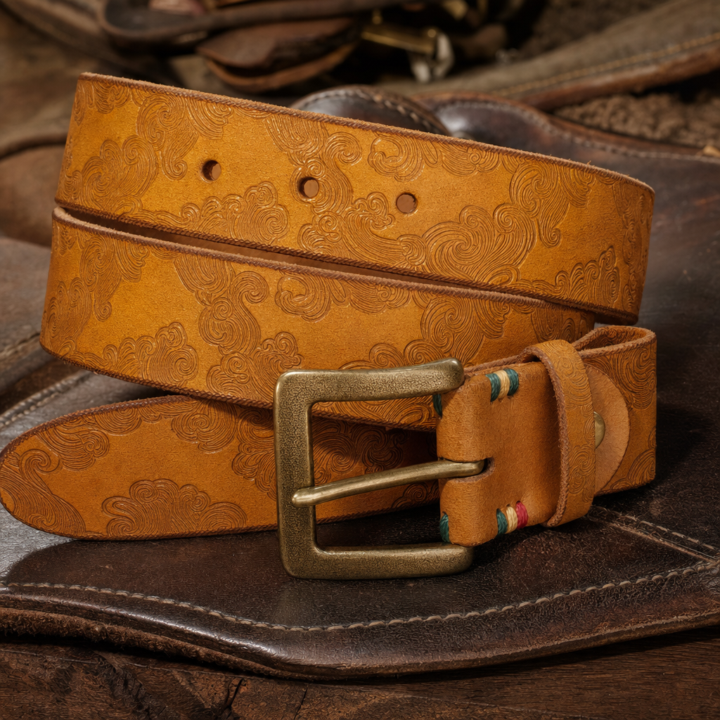 Alpine Full-Grain Leather Belt in Saddle Tan