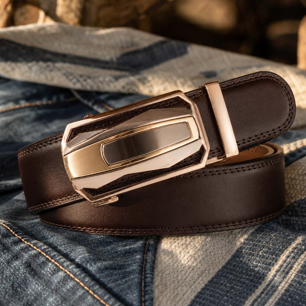 Ranger Comfort Full-Grain Leather Belt in Dark Brown