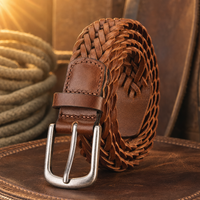 Guthrie Woven Full-Grain Leather Belt in Chestnut Brown