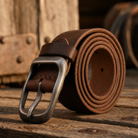 Boerne Full-Grain Leather Belt in Saddle Brown