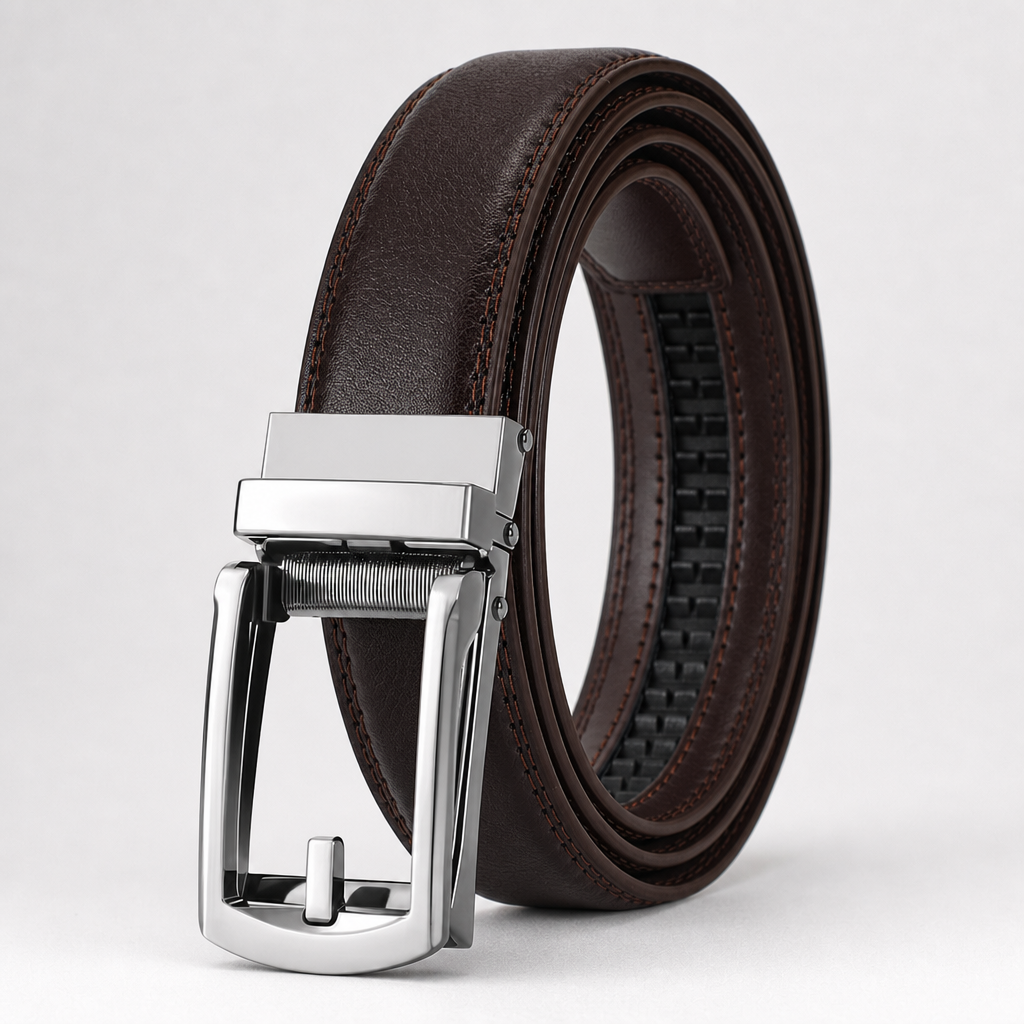 Carthage Full-Grain Leather Belt in Espresso Silver