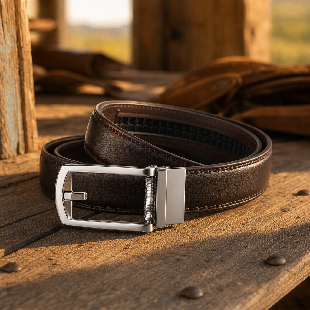 Alpine Full-Grain Leather Belt in Espresso Silver