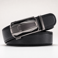 Shafter Full-Grain Leather Belt in Graphite-Accented Black