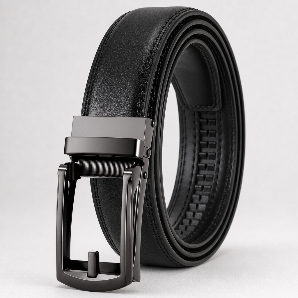 Carthage Full-Grain Leather Belt in Onyx Gunmetal