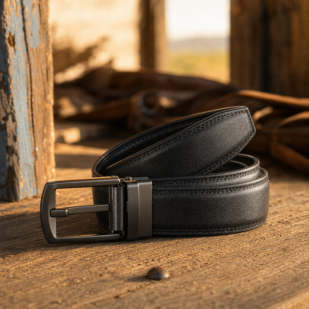Alpine Full-Grain Leather Belt in Onyx Gunmetal