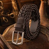 Guthrie Woven Full-Grain Leather Belt in Dark Coffee