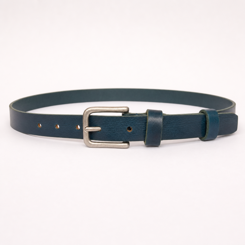 Llano Full-Grain Leather Belt in Deep Teal