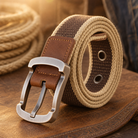 Gruene Canvas Belt in Sand & Cocoa