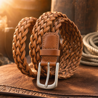 Guthrie Woven Full-Grain Leather Belt in Caramel