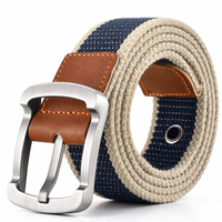 Dilley Canvas Belt in Navy Sand Stripe