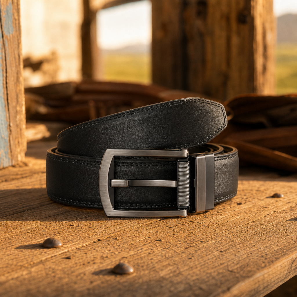 Alpine Full-Grain Leather Belt in Onyx Brushed