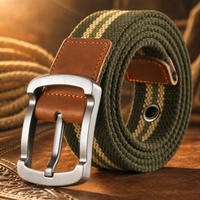 Gruene Canvas Belt in Olive Drab Stripe