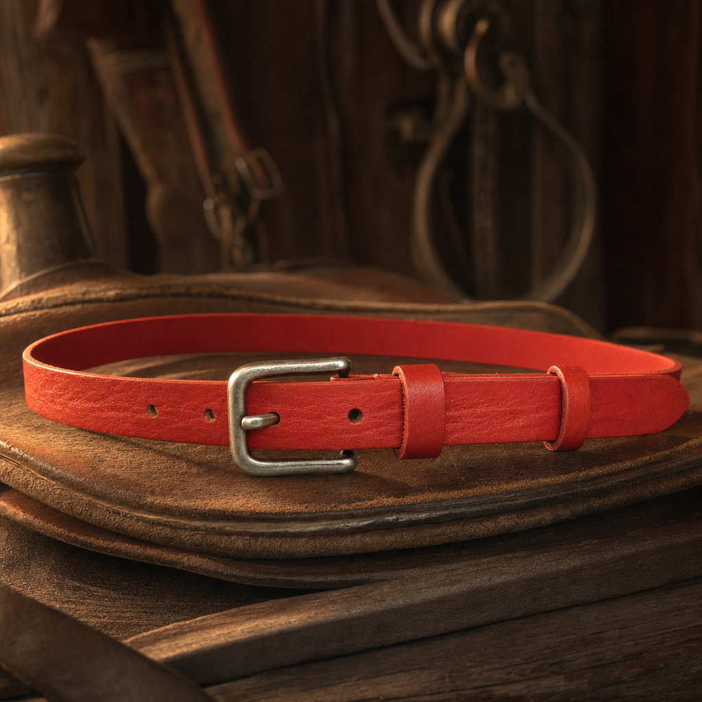 Seguin Premium Full-Grain Leather Belt in Scarlet