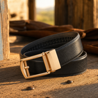 Alpine Full-Grain Leather Belt in Onyx Gold