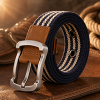 Gruene Canvas Belt in Navy Double Stripe