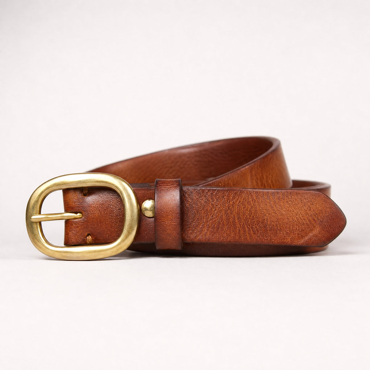 Albany Slim Full-Grain Leather Belt in Tan