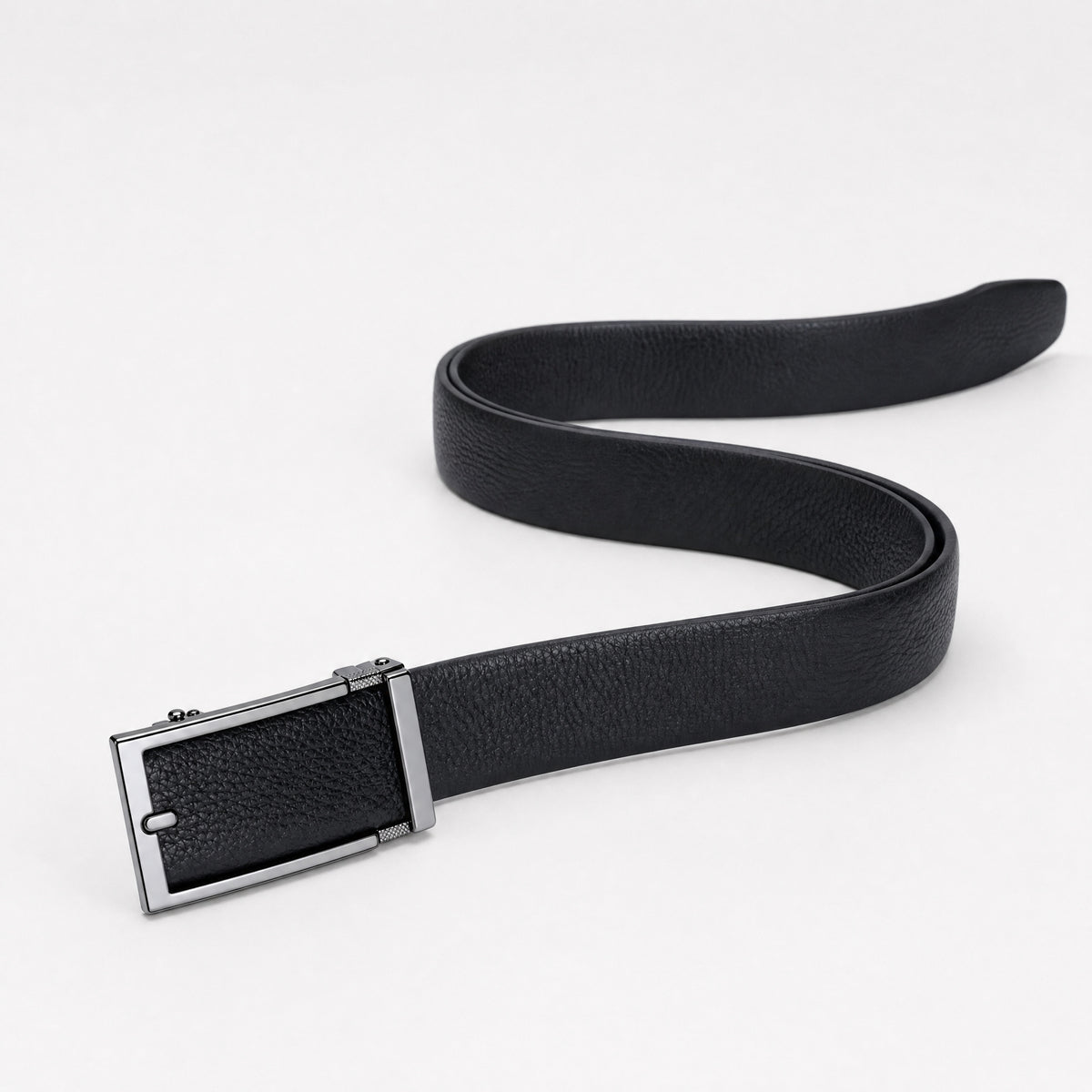 Angelina Dress Full-Grain Leather Belt in Black Silver