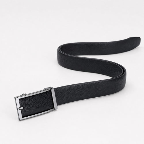 Angelina Dress Full-Grain Leather Belt in Black Silver