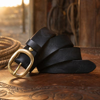Anson Slim Full-Grain Leather Belt in Black