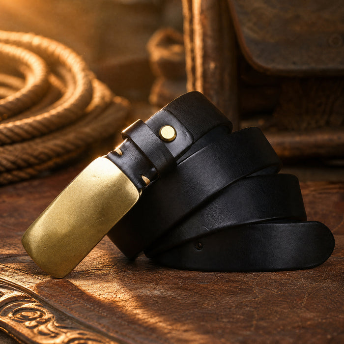 Athens Heavy-Duty Full-Grain Leather Belt in Black
