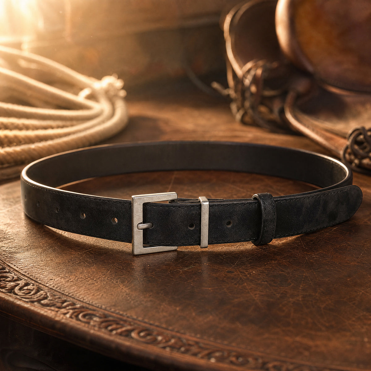 Bastrop Full-Grain Leather Belt in Black