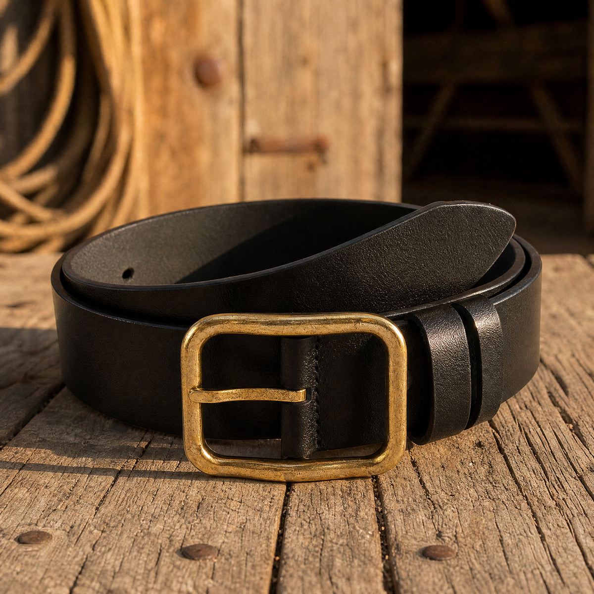 Beeville Full-Grain Leather Belt in Black
